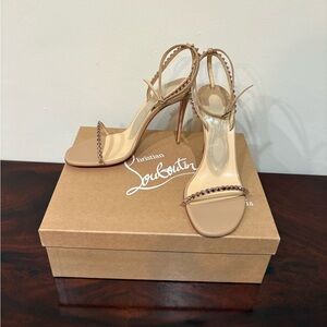 Christian Louboutin So Me Nude Studded Sandals 39 1/2